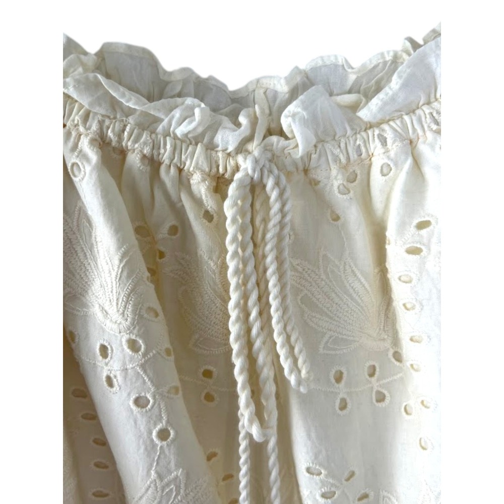 Anthropologie Worn Heart Eyelet Peasant Blouse Ivory Boho Cottagecore 8 NWT - Picture 5 of 11